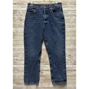 Agolde Riley High Rise Straight Crop Jeans Air Blue Wash Button Fly Size 27